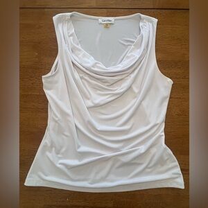 Calvin Klein Women's White Sleeveless Cowl Neck Top